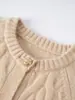 Cardigã de cashmere para mulheres, novo estilo outono/inverno, suéter trançado retrô, gola redonda, suéter casaco de corte solto