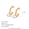 Brincos de Nó de Corda Entrelaçada Criativos Personalizados de Alta Qualidade Estilo Ins Europeu e Americano Corrente Banhada a Ouro 18K Aço Inoxidável Brincos em Forma de C para Mulheres