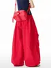 Pantalones de paracaidista anchos rojos West Coast para hombre y mujer, pantalones cargo holgados de verano estilo hip-hop con caída, pantalones rectos hasta el suelo