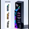Reconocimiento Colorido y Elegante para Empleados Jóvenes Destacados con Accesorios de Superficie Cortada en Diamante, Trofeo Sencillo de Cristal para Equipos de Competición
