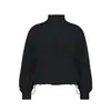 Chaqueta Fina de Otoño con Cuello Alto para Mujer, Dobladillo con Cordón, Mangas Murciélago, Holgada, Combinable con Todo, Cortavientos para Deportes al Aire Libre, Chaqueta de Yoga