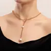Moda Europea y Americana Cadena Sencilla con Perlas Empalmadas Collar Doble Capa para Mujer Estilo Apilado Collar de Aleación Joyería