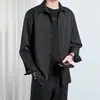 Jaqueta Camisa Estilo Hong Kong Vintage Outono Plus Size Tendência Solta Estilosa com Listras Verticais Manga Longa para Homem