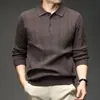 Suéter de punto para hombre con cuello, jacquard de manga larga, suéter casual de negocios para primavera y otoño, suéter de papá para hombres