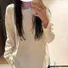 Camiseta Base Blanca Nueva para Mujer Talla Grande Otoño Temprano 2025 Estilo Coreano Holgada de Longitud Media