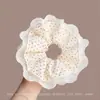 Encaje Francés Anillo para el Cabello de Intestino Grueso para Mujer Sentido de Alta Gama Tamaño Grande Flor para el Cabello Dulce Cuerda para el Cabello Combinable Cuerda para el Cabello