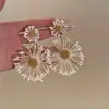 Pendientes de girasol azul estilo vacaciones junto al mar para mujer, estilo 2025, con foto, clip para la oreja, accesorios para las orejas