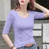 Camiseta Blanca de Manga Media para Mujer, Ajustada, Mangas Tres Cuartos, Nueva Camiseta Básica Primavera y Otoño 2025, Top de Manga Tres Cuartos