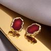 Pendientes de Plata de Ley S925 de Alta Gama Estilo Francés Rojo Personalidad Maillard Pendientes Artísticos Retro Elegantes 2023