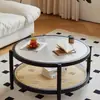 Mesa de Centro de Vidro Estilo Japonês Changhong Combinação de Madeira Maciça e Rattan Simples Nórdico Sala de Estar Casa Apartamento Pequeno Redonda