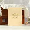 Novo Cartão de Cumprimentos de Aniversário com Estampagem Dourada e Desenho de Cavalo de Madeira, Presente para Namorada, Cartão Pequeno Artesanal Estilo Ins, Escrito à Mão, Atacado
