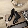 Botas Curtas Femininas Novas Botas Solteiras Explosões Botas Femininas Primavera e Outono Botas Francesas Pequenas Botas Marrons Martin Couro Botas Finas