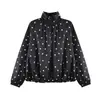 Venta Caliente Transfronteriza de Aliexpress Nuevo Producto Primavera 2026 Chaqueta Casual Suelta Versátil con Estampado de Lunares Negros y Cuello Alto