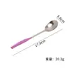 Cuchara de titanio puro con mango cuadrado, cuchara estilo coreano, cuchara colorida de alta calidad para uso doméstico, cuchara para postre y café, cuchara de postre de alta gama