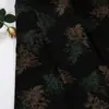 Tela de Acetato Muy Fluida con Estampado de Loto Dorado, Vestido Qipao y Chaleco para Mujer, Tela Floral Oscura Estilo Chino