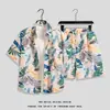 Traje de seda de hielo para hombre, camisa de manga corta de verano de secado rápido, pantalones cortos de playa holgados de talla grande, conjunto de dos piezas para pareja