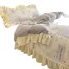 Conjunto de Quatro Peças em Lã de Leite Classe A Estilo Coreano Desenho Estampado de Renda Capa de Edredom Francesa Lençol de Cama Conjunto de Três Peças para Dormitório Flanela