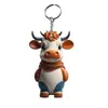 Novo produto transfronteiriço: chaveiro plano de acrílico colorido em formato de vaca de desenho animado, argola de chaveiro e pingente para carro/mochila