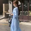El tamaño ha sido actualizado. Este es un vestido de principios de otoño estilo coreano con un diseño suave y elegante, que presenta un cuello redondo, detalles plisados, un corte holgado y una cintura con cinturón.. Estilo de mujer, 19815