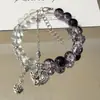 Nuevo Pulsera Personalizada con Colgante de Zorro Doble Degradado Morado con Perlas Estilo Chino Diseño de Nicho Mejor Amigo Estudiante