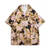 Camisa floral retro de estilo Hong Kong 12V, manga corta, estilo tailandés hawaiano, ideal para hombres y mujeres.