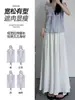 Saia-calça azul Yamamoto para mulheres, novo modelo de verão 2026, cintura alta, meia-saia fluida, calça pantalona de seda gelada para mulheres petite