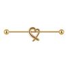 Transfronterizo 16G color acero inoxidable hueco en forma de corazón puente de oreja mariposa hueco cruz chapado doble agujero barra recta aretes