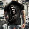 2023 Caveira Masculina Estampada 3dt-shirt Rua Comércio Exterior Casual Loose Thriller Horror Grande Tamanho Manga Curta