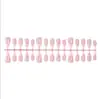 Uñas postizas 3D color rosa nude con diseño floral tridimensional en degradado, estilo chica dulce y delicada, paquete de 30 piezas, transfronterizo
