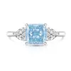 Venta Caliente Douyin Anillo de Azúcar Cuadrado Corte Flor de Hielo Piedra Preciosa de Color Anillo de Dedo Cuadrado Diamante de Alto Carbono Chapado en Oro Real para Mujer Transmisión en Vivo Dropshipping