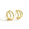 E0023 Pendientes de aro geométricos de oro liso estilo europeo y americano, con múltiples aros, con personalidad para mujer, a la moda, con forma de círculo, chapados en cobre, joyería de oro auténtico