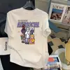 Camiseta de Manga Corta Marca de Moda Camiseta para Hombre Talla Grande para Hombre Holgada Cuello Redondo Estampada Estilo Coreano Top de Moda Ins Comercio Exterior Transfronterizo