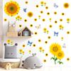 Nuevas pegatinas de pared de girasol y mariposa para sala de estar, dormitorio, fondo de pantalla, decoración del hogar