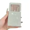 Set Completo Portátil de Brochas de Maquillaje, Lujo Accesible Brocha para Sombras de Ojos Incrustada con Diamantes, Brocha para Polvo de Contorno, Set de Herramientas de Belleza para Principiantes de 5 Piezas