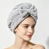 Gorro de secado de pelo con forma de hoja de microfibra ultra fina absorbente de agua de secado rápido para baño, toalla absorbente de agua de secado de pelo para el hogar, venta al por mayor transfronteriza