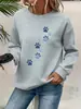 Suéter Casual Feminino Outono e Inverno Moda Solto Confortável Quente Brooklyn Los Angeles Estampa Gola Redonda Manga Longa