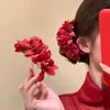 Nuevo Estilo Chino Pinza para el Cabello de Flor Rosa Suave Pinza para Moño Retro Pinza de Flor Accesorio para el Cabello de Ambiente Foto