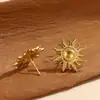 Pendientes Europeos y Americanos Nuevos de Cruzamiento Simple Creativos de Personalidad Modernos Girasol Acero Inoxidable Pendientes de Temperamento Exagerado Venta al Por Mayor