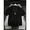 Camiseta de algodón twill negra de corte limpio con estampado de cielo estrellado y cuello redondo para hombre, de verano, de alta gama, resistente, de manga corta, marca moderna, de media manga