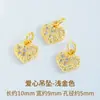 Accesorios de latón, pequeño colgante en forma de corazón incrustado con circonita, pulsera y collar hechos a mano para DIY, accesorios vintage de alta gama con borlas