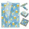 WX465 Papel de seda tema Oktoberfest 17g papel de embrulho à prova de umidade para doces de presente papel de seda com decoração de cerveja