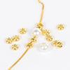 Cuentas redondas de neumático chapadas en cobre de oro real de 18 quilates, pulsera trenzada de color oro de 14 quilates, espaciadores de cuentas planas, accesorios de joyería DIY