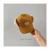 Boné Infantil Estilo Japonês Bico de Pato Inverno Lã Grossa Boné de Beisebol Etiqueta de Tecido Simples Chapéu Quente da Moda para Meninos e Meninas
