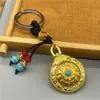Joyas de Xizang suministradas directamente, colgante de nueve palacios-bagua giratorio de doble cara, estilo étnico, esmalte quemado tradicional, llavero