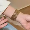 Pulseira de Metal Larga Tendência Retrô Esmalte Pingado Trabalho Pesado Fashionável Alto Valor Versátil Temperamento Único Joia Feminina Pulseira