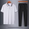 Traje deportivo para hombre de mediana edad y ancianos 2022 verano seda de hielo manga corta camiseta fina de dos piezas ropa de verano para papá
