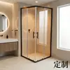 Mampara de ducha corredera en forma de L Beijie, mampara de cristal de aleación de aluminio, baño con áreas separadas de mojado y seco, mampara de baño hecha a medida
