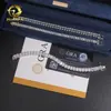 Nuevo modelo transfronterizo cadena de tenis irregular corte esmeralda e incrustaciones de moissanita en plata S925 pulsera de tenis hip-hop
