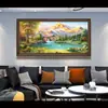 Pintura de Paisaje Sala de Estar Pintura Colgante Cornucopia Pared de Fondo del Sofá Pintura Decorativa Pintura al Óleo Pintada a Mano Mural de Paisaje Atmósfera de Alta Gama
