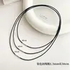 Collar Negro de Cuero Trenzado con Colgante Dorado para Mujer, Cordón de Cuero Pequeño con Colgante de Cadena para Hombre, Accesorios de Collar de Cordón de Cuero Encerado